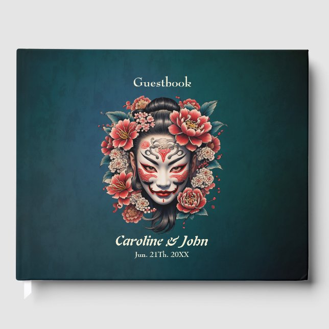 Japanische Maske mit Blume. Gästebuch (Vorderseite)