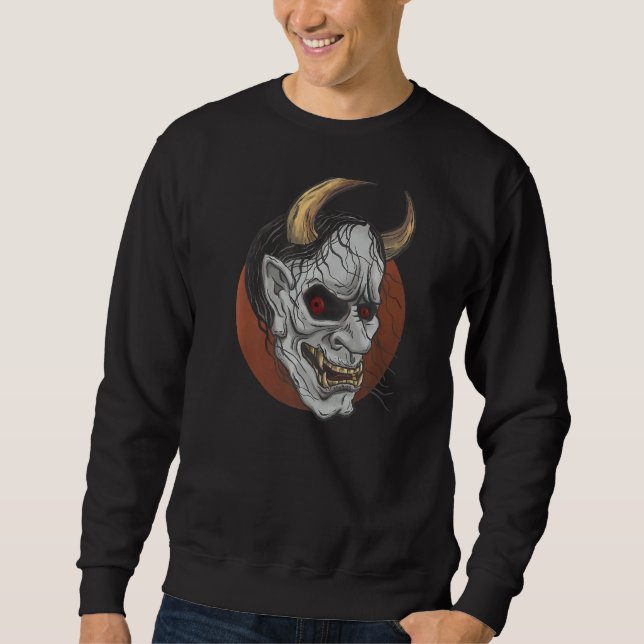 Japanische Massedemon oder Oni Skull Ästhetik Sweatshirt (Vorderseite)