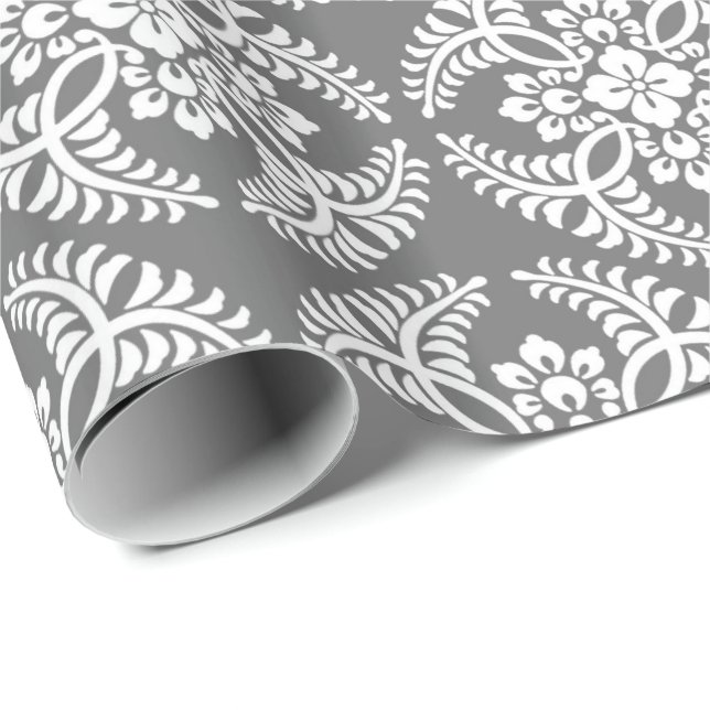 Japanische Medallion-Muster, grau/grau/weiß Geschenkpapier (Rolleneckpunkt)
