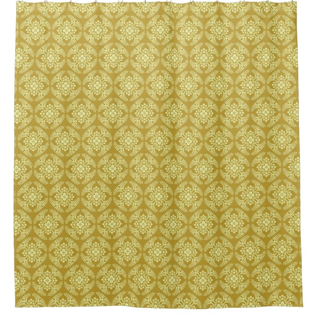 Japanische Medallion Muster, Mustard Yellow Duschvorhang (Vorderseite)