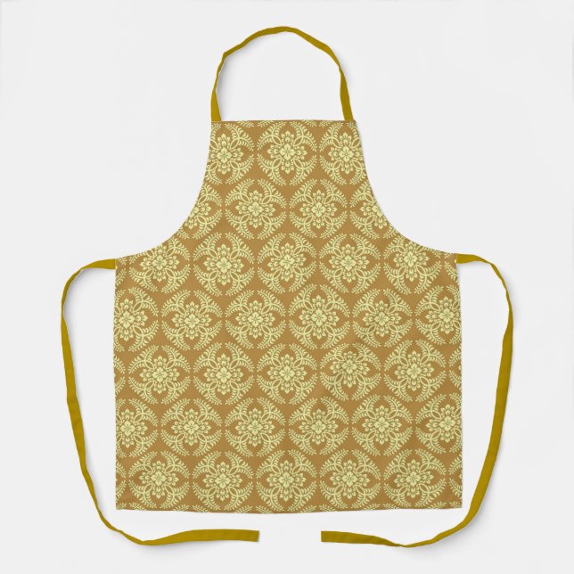 Japanische Medallion Muster, Mustard Yellow Schürze (Vorderseite)