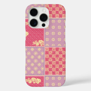 Japanische Mix-Muster-Muster rot und violett iPhone 16 Pro Hülle