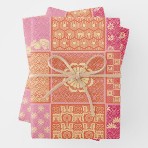Japanische Mix-Patchwork Geschenkpapier Set
