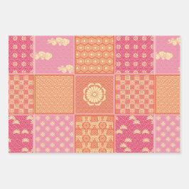 Japanische Mix-Patchwork Geschenkpapier Set