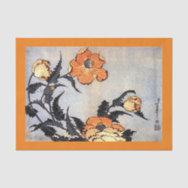 JAPANISCHE MOHNBLUMEN-DRUCK Seidenpapier ORANGE