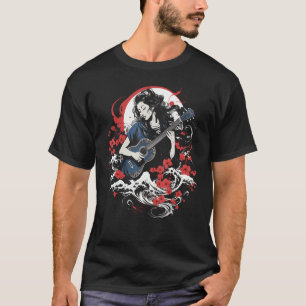 Japanische Musik Gitarre Frau Enka Ballade Grafik T-Shirt