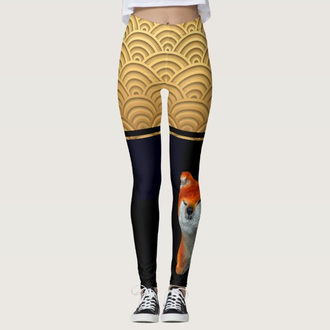Japanische Muster 3D Shiba Hundejahr-Leggings Leggings (Vorderseite)