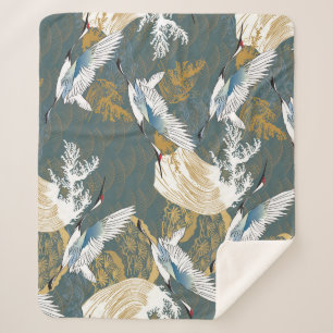 Japanische Muster für Vintage Kranvögel Sherpadecke