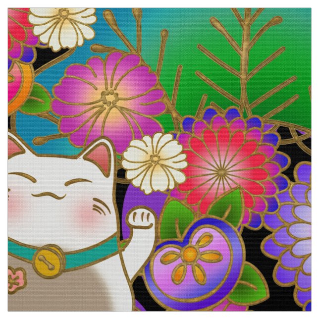 Japanische Mustergewebe mit glücklicher Katze Stoff (Muster)