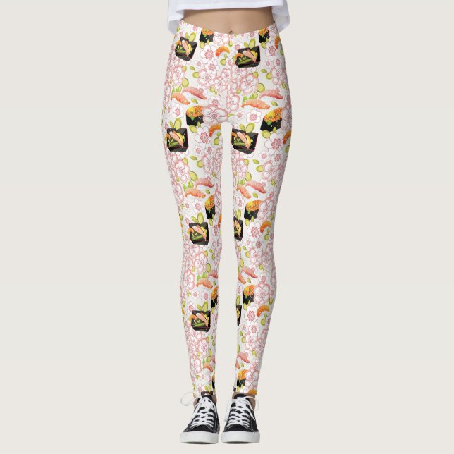 Japanische Nahrung: Sushi-Muster 2 Leggings (Vorderseite)