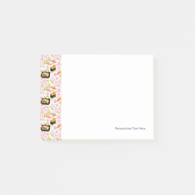 Japanische Nahrung: Sushi-Muster 2 Post-it Klebezettel (Vorderseite)