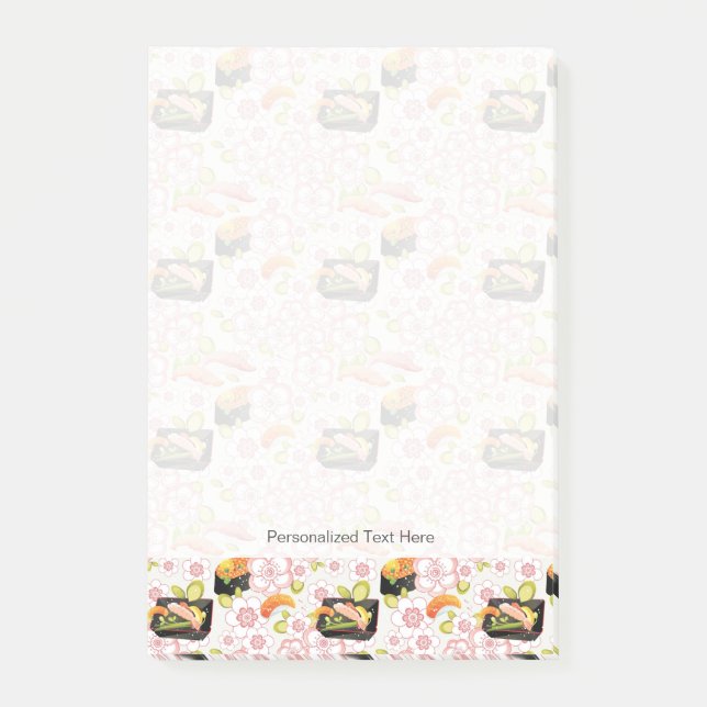 Japanische Nahrung: Sushi-Muster 2 Post-it Klebezettel (Vorderseite)