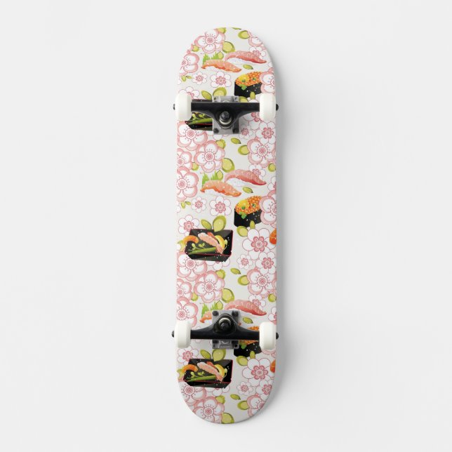 Japanische Nahrung: Sushi-Muster 2 Skateboard (Vorderseite)
