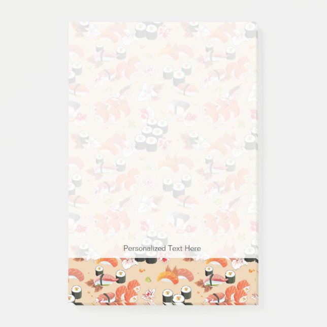 Japanische Nahrung: Sushi-Muster 3 Post-it Klebezettel (Vorderseite)