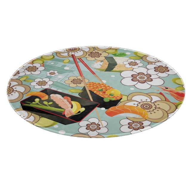 Japanische Nahrung: Sushi-Muster 4 Schneidebrett (Ecke)