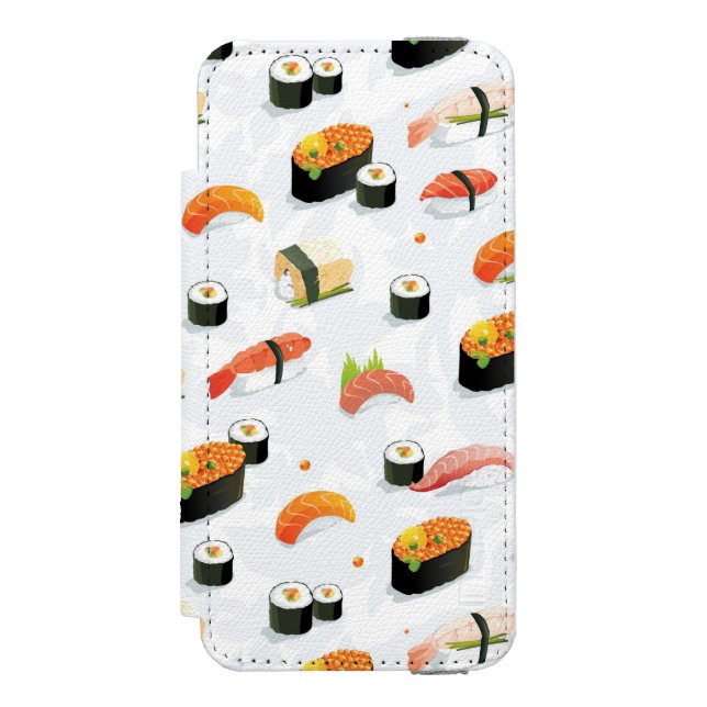 Japanische Nahrung: Sushi-Muster Incipio iPhone Geldbeutel-Hülle (Folio Vorderseite)