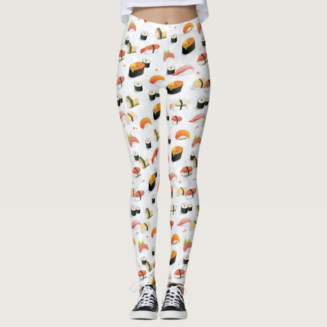 Japanische Nahrung: Sushi-Muster Leggings (Vorderseite)