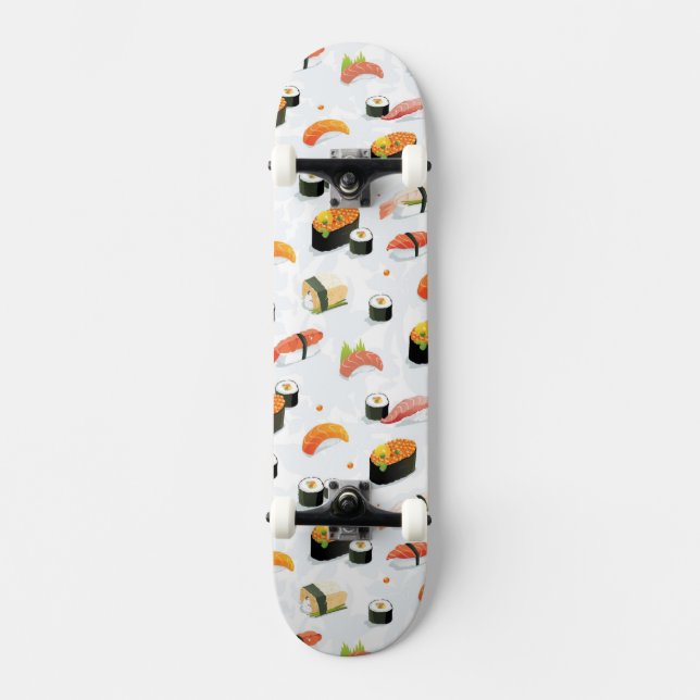 Japanische Nahrung: Sushi-Muster Skateboard (Vorderseite)
