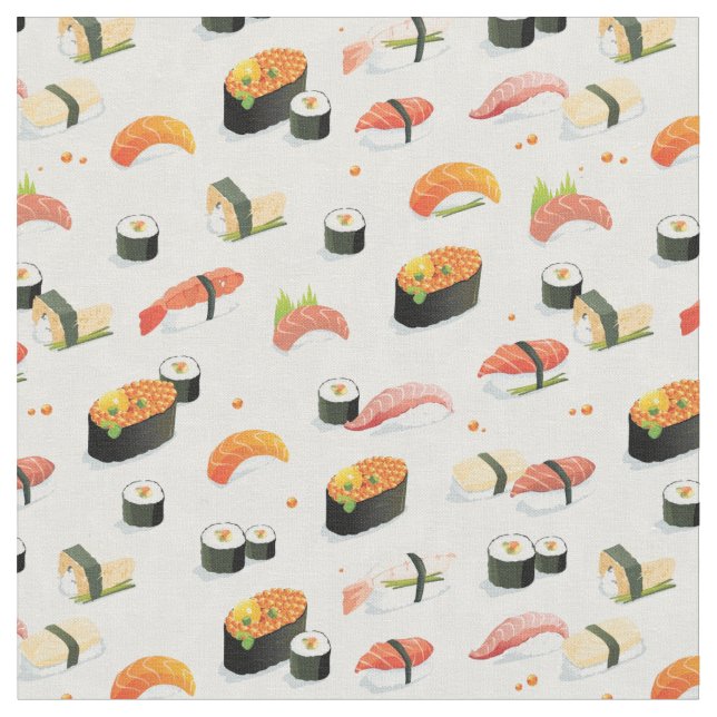 Japanische Nahrung: Sushi-Muster Stoff (Nahaufnahme)