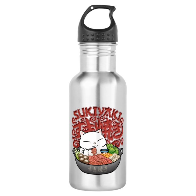 Japanische Nahrungssukiyaki-Katze Edelstahlflasche (Vorderseite)