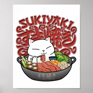 Japanische Nahrungssukiyaki-Katze Poster