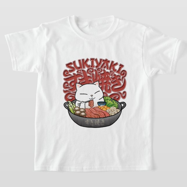Japanische Nahrungssukiyaki-Katze T-Shirt (Ablage )