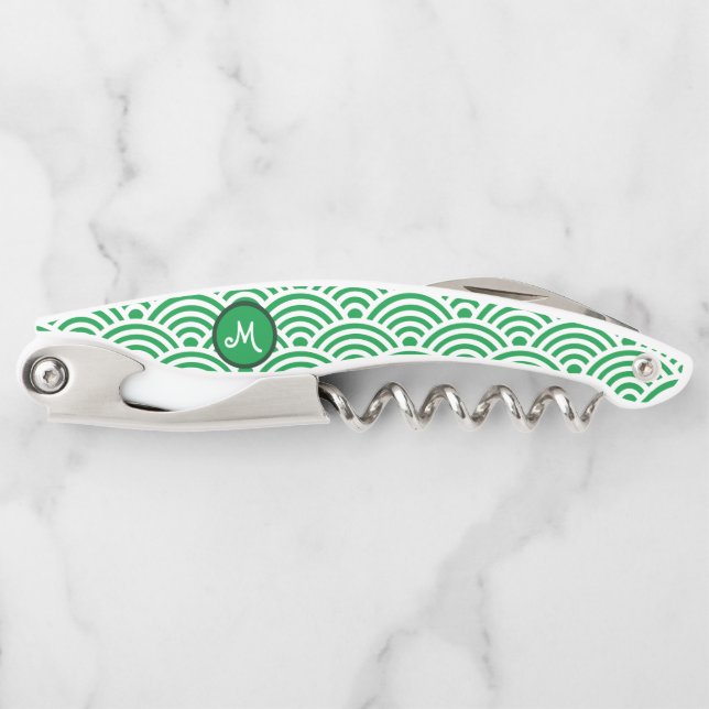 Japanische Nami Wave Muster und Monogram Kellnermesser (Vorderseite)