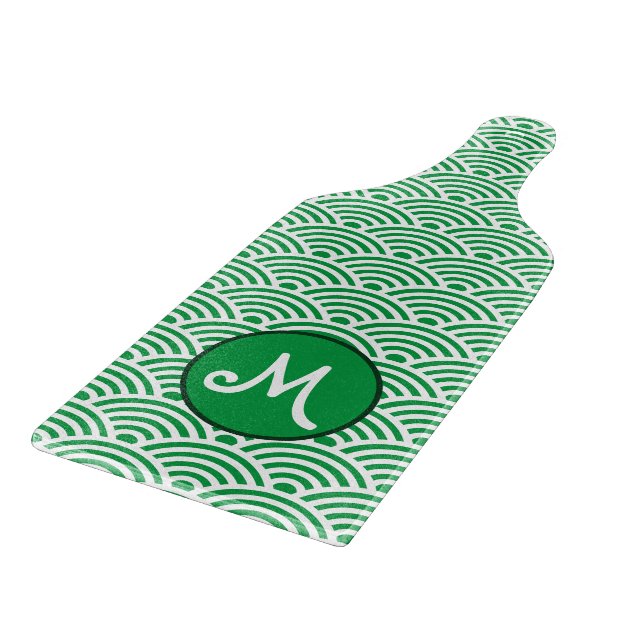 Japanische Nami Wave Muster und Monogram Schneidebrett (Ecke)