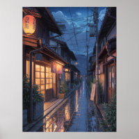 Japanische nebelige Regen-Straßenkunst