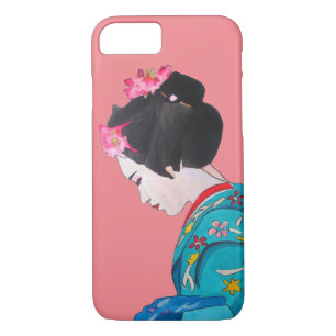 Japanische niedliche Geisha-Kunst mit Kirschblüte Case-Mate iPhone Hülle