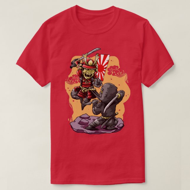 japanische Ninja vs Samurai T-Shirt (Design vorne)