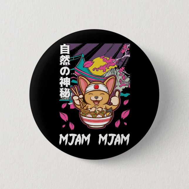 Japanische Noodles Manga Ramen und Anime Lover Button (Vorderseite)