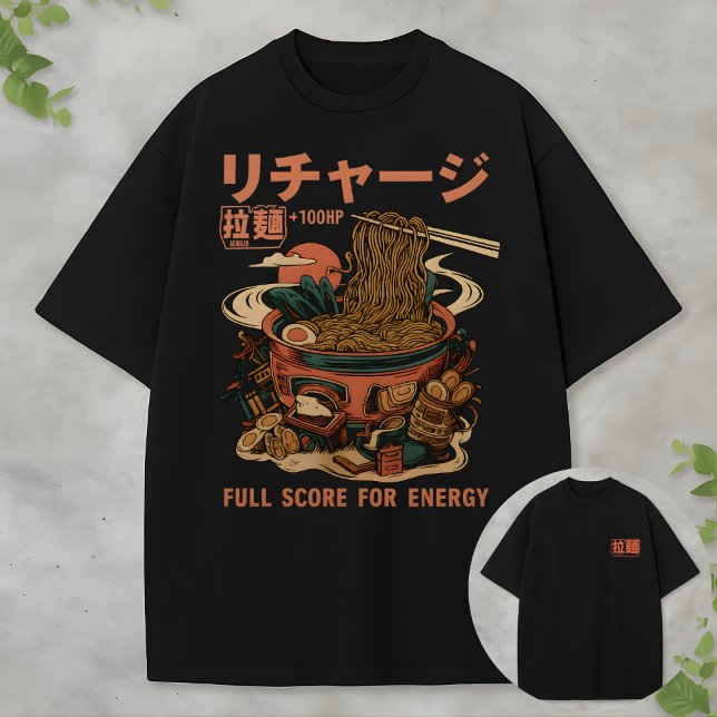 Japanische Nudel-Schüssel Grafik-Aufladung +100HP T-Shirt (Von Creator hochgeladen)
