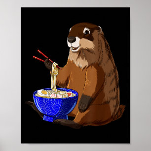 Japanische Nudeln Kawaii Ramen-Schale Lustiges Wal Poster