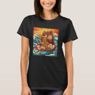 Japanische Nudeln Wellen Sonnenuntergang Kunst Wil T-Shirt