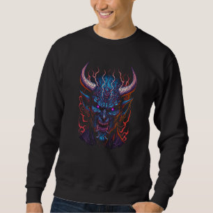 Japanische Oni-Maske Dämonengesicht Totenkopf Teuf Sweatshirt