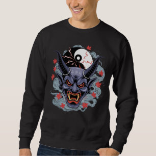 Japanische Oni Maske mit Yin-Yang-Asiendemon Sweatshirt