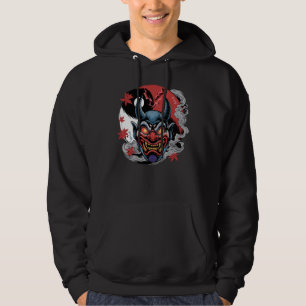 Japanische Oni Maske mit Yin-Yang und Ahorn-Blätte Hoodie