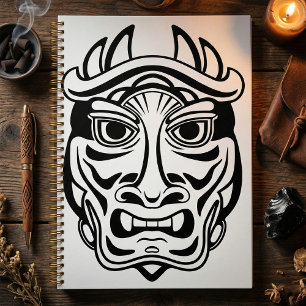 Japanische Oni-Maske Stammes-Dämon Linienkunst Planer