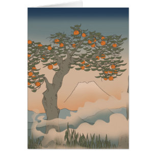 Japanische Orangenbaum im Nebel