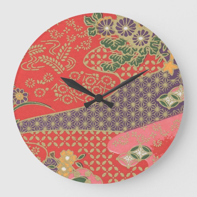 Japanische Origami Paper Pattern Wall Clock Große Wanduhr (Vorderseite)