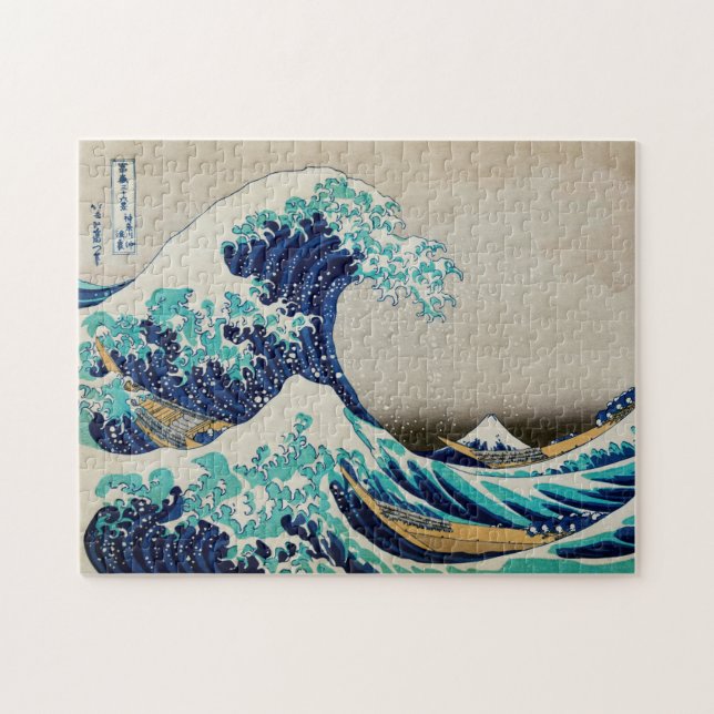 Japanische Ozeanwellen Ästhetische Strandwaves Äst Puzzle (Horizontal)