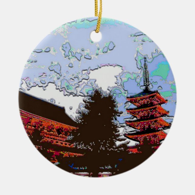 Japanische Pagoda Keramik Ornament (Vorne)