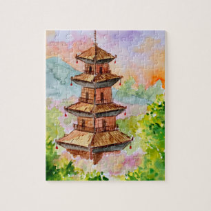 Japanische Pagode im Frühling Puzzle