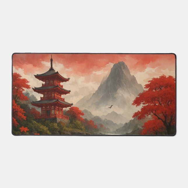 Japanische Pagode Landschaft Schreibtischunterlage (Vorderseite)