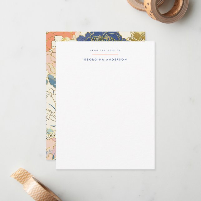 Japanische Peony Personal Stationery Mitteilungskarte (Vorderseite/Rückseite Beispiel)