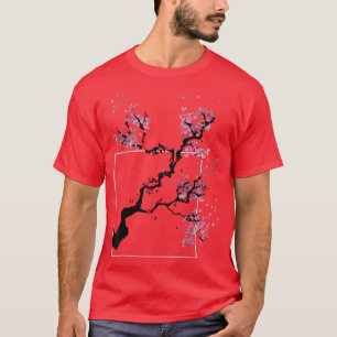 Japanische Pinke Sakura Vintage Holzschnitt Japan T-Shirt