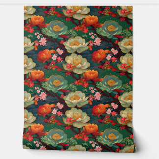 Japanische Ponys auf Smaragd Tapete