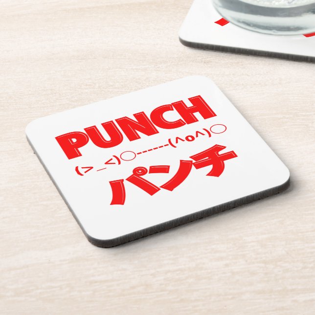 Japanische Punch Emoticons Getränkeuntersetzer (Linke Seite)