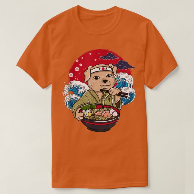 Japanische Rāmen animieren Japanische Hundeschwell T-Shirt (Design vorne)